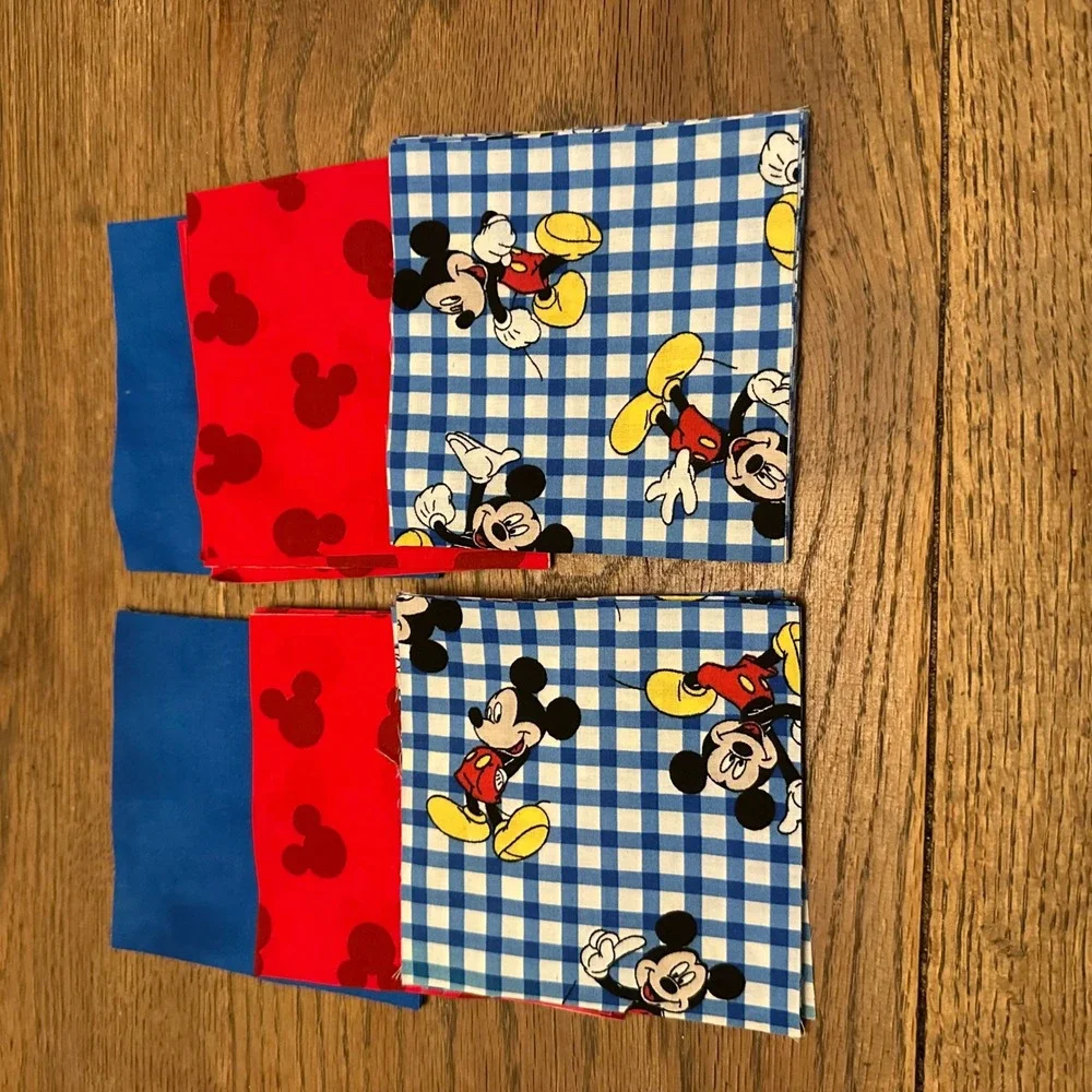 Disney Mickey Mouse Fabric Squares 5 Inch Precut Quilt Charm Pack 72pc Gingham